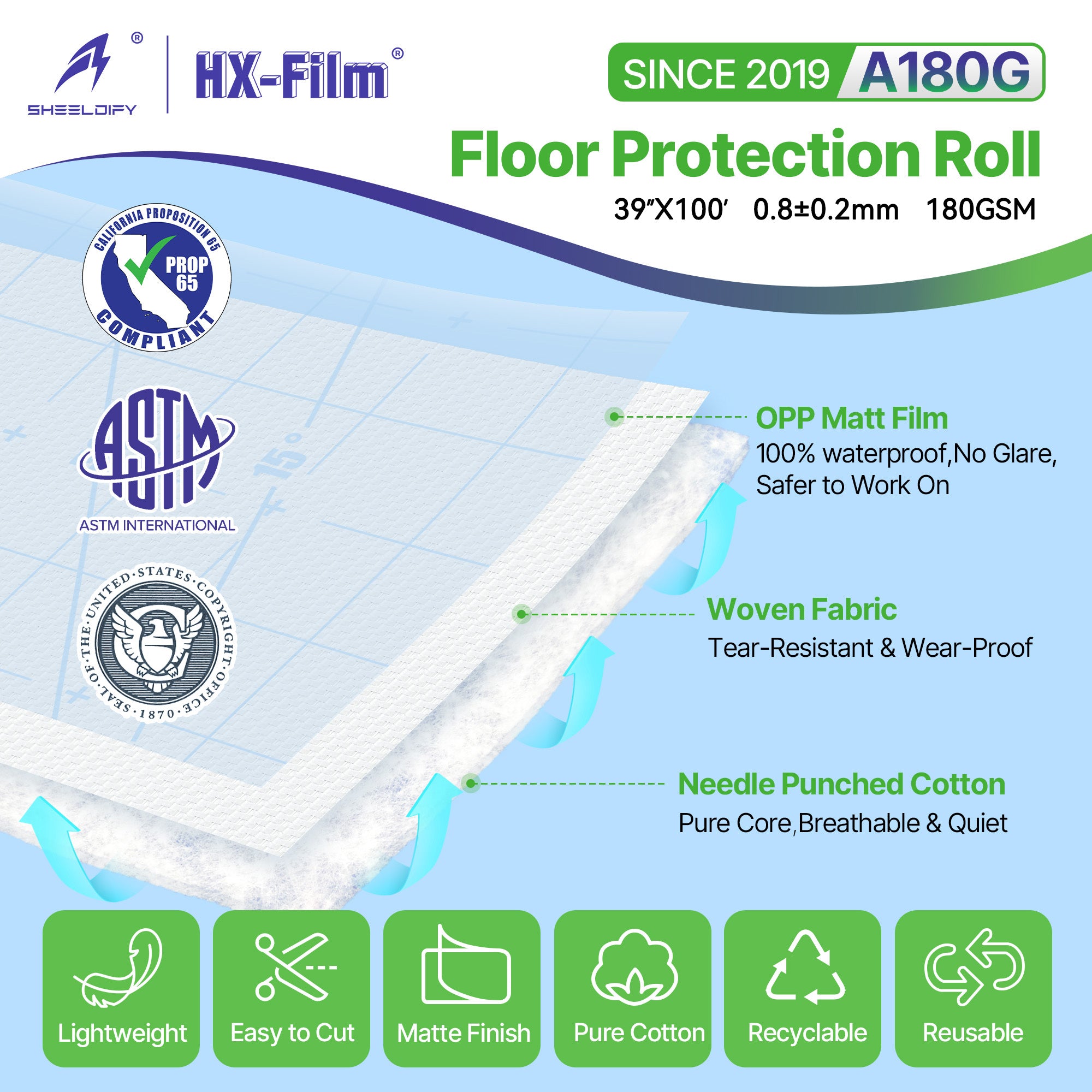 Sheeldify HX-Film Floor Protection for Moving Plastic Covering Sheeting Paint Surface Protector