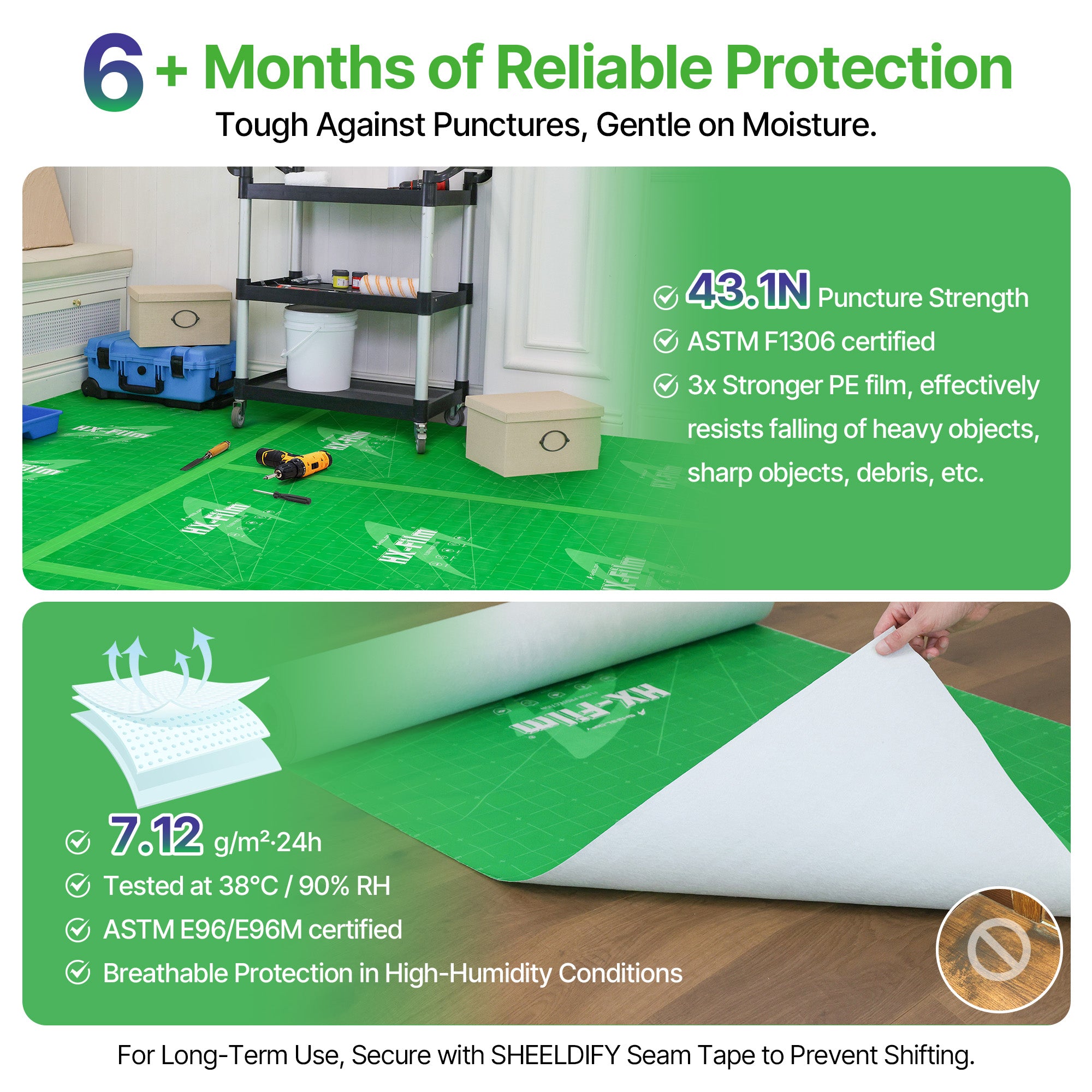 Sheeldify HX-Film Floor Protection for Moving Plastic Covering Sheeting Paint Surface Protector