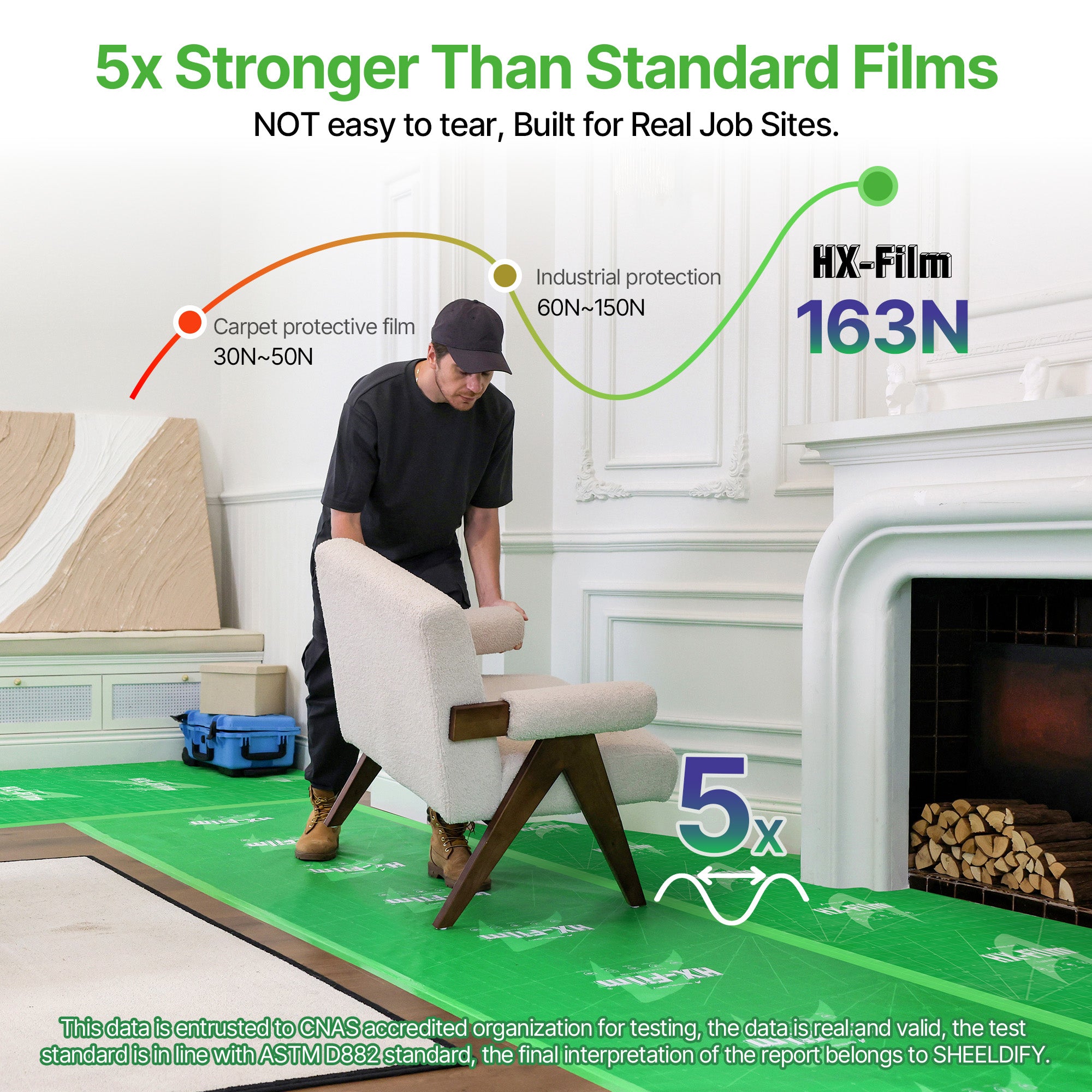 Sheeldify HX-Film Floor Protection for Moving Plastic Covering Sheeting Paint Surface Protector