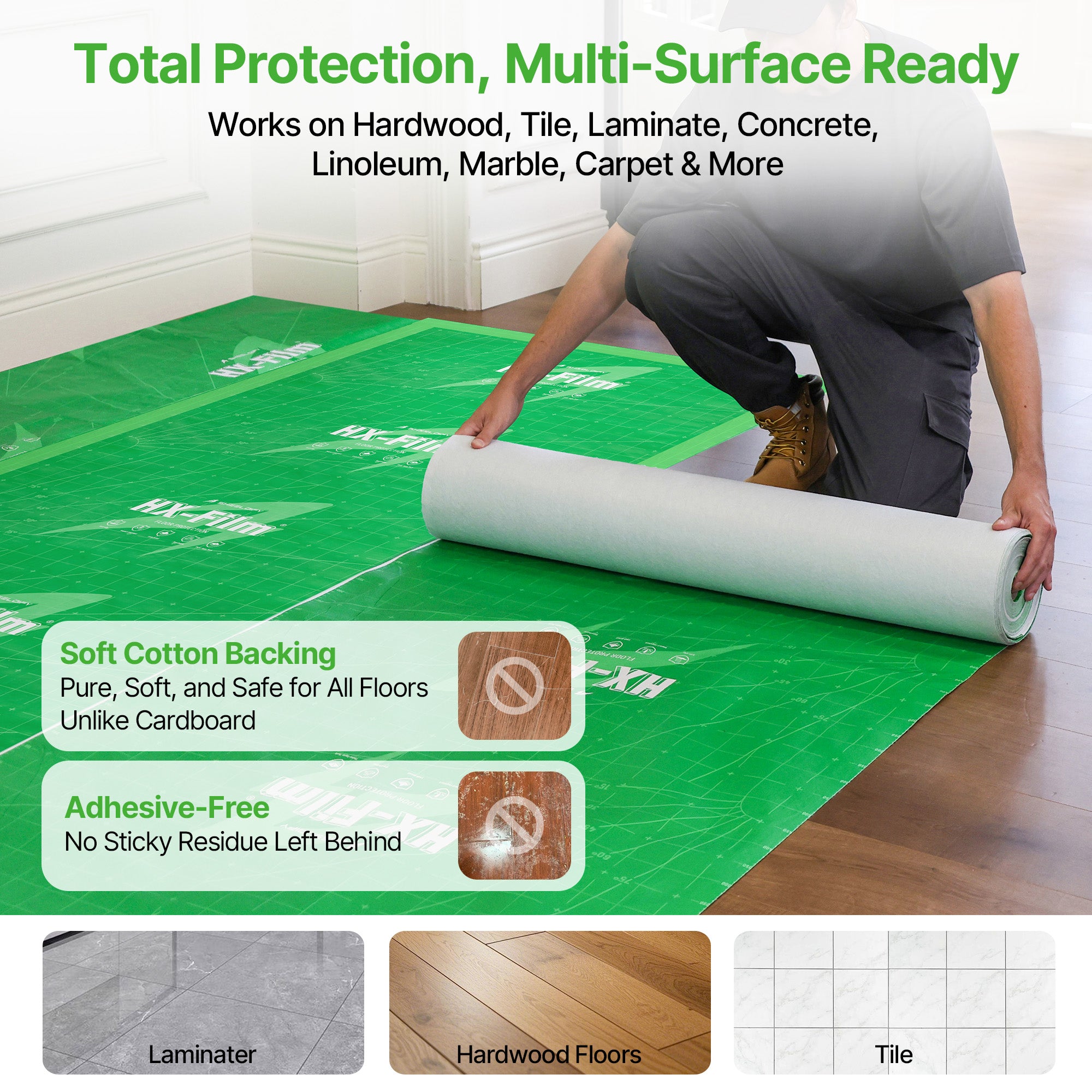 Sheeldify HX-Film Floor Protection for Moving Plastic Covering Sheeting Paint Surface Protector