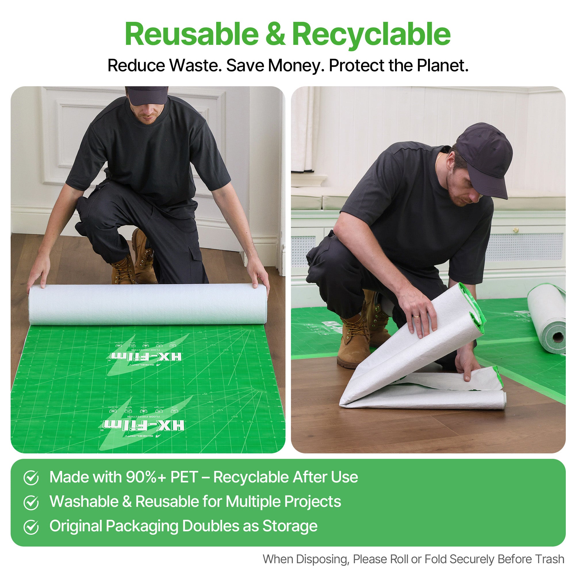 Sheeldify HX-Film Floor Protection for Moving Plastic Covering Sheeting Paint Surface Protector
